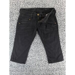 Replay WV511,000 Women's Cropped Black Jeans Size 28 Mid-Rise Stretch Denim Capr